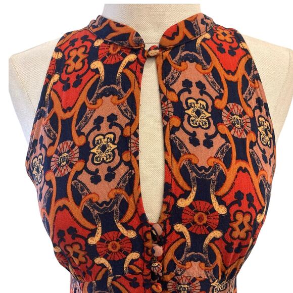 Free People Get Together tunic dress, ladies 6 boho print mini dress/tunic top - Picture 5 of 12